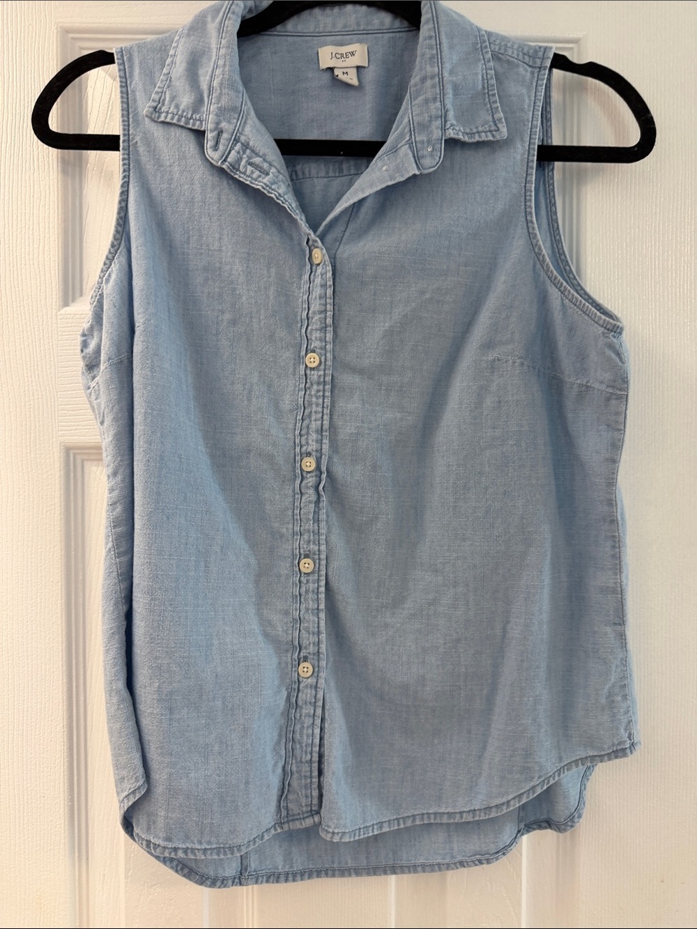 J. Crew Light Blue Sleeveless Chambray Button-Down Shirt